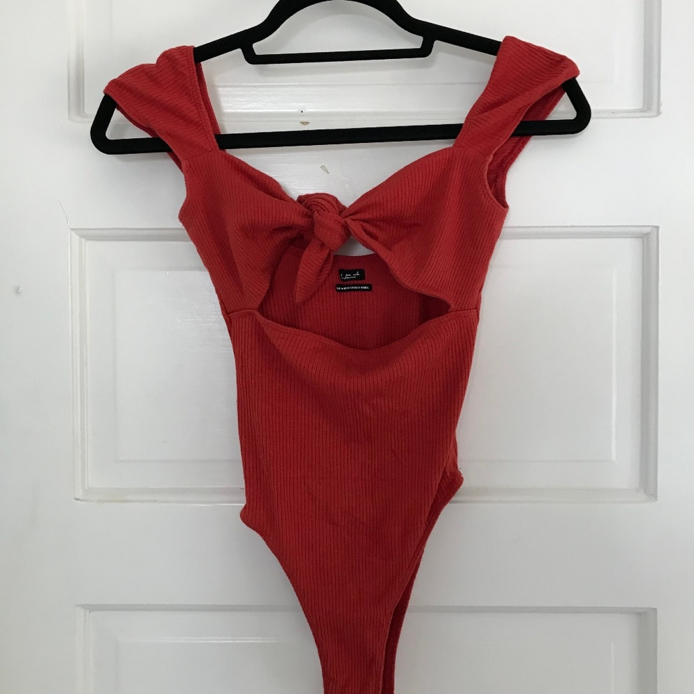 Urban Outfitters Red Tie Front Bodysuit